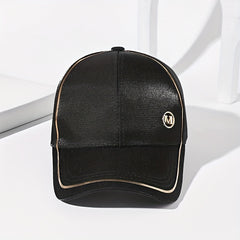 Golden M Label Baseball Cap Solid Casual Sun Hat Satin Golf Dad Hats