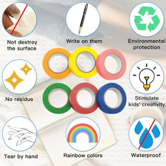 6 Rolls Colored Masking Tape 14 63 Meter Per Roll Rainbow Colors Painting Tape