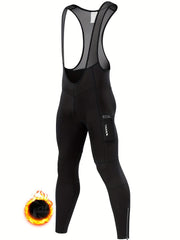 Men's Fleece Lined Cycling Bib Tights With Pockets