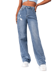 High Waist Loose Fit Straight Jeans