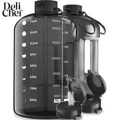 128oz Water Bottle With Time Marker & Straw - Leakproof