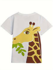 Breathable 3D Giraffe Print Short Sleeve T shirt Girls Spring Summer Gift