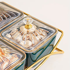 Golden Edge Bead Decor Snack Plate for Events