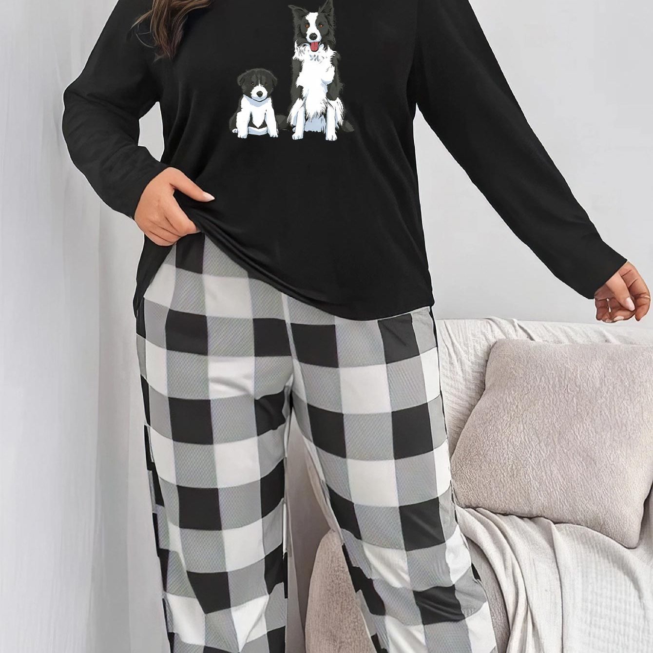 Ranch Print Tee & Plaid Pants Lounge Set