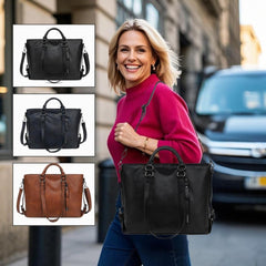 Vintage Tote Bag Vegan Faux Leather Top Handle Anti-Theft Crossbody Bag