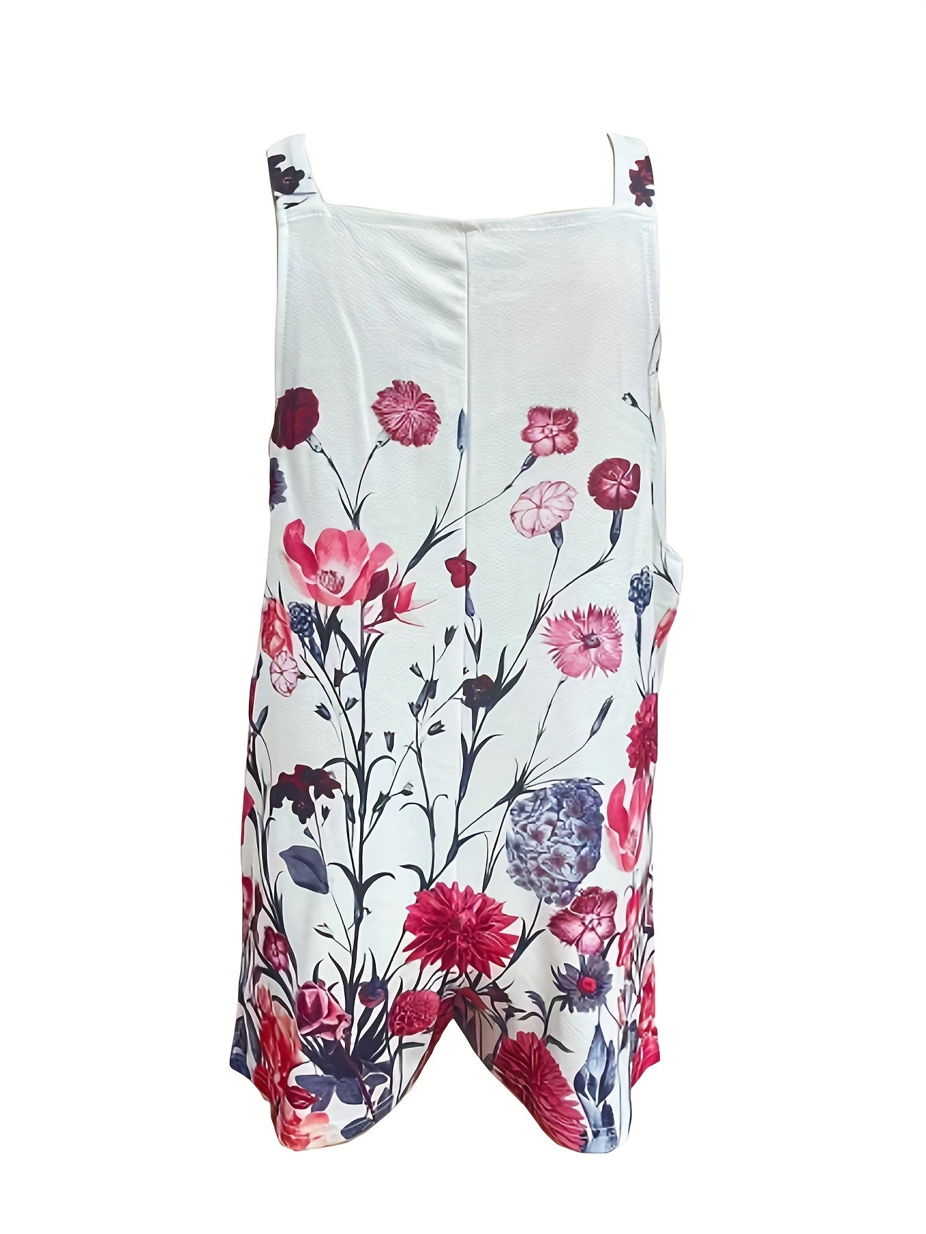 Floral Print Overall Jumpsuit with Dual Pockets