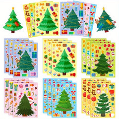 Cartoon Santa Claus Tree Stickers Christmas Decorations Window Glass