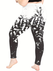 Colorblock Graphic Print Fitness Leggings