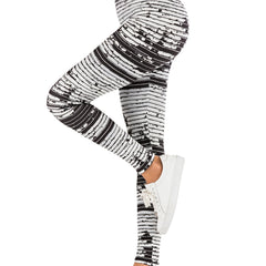 Women's Floral Stripe Yoga Pants High Waist Leggings