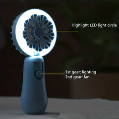Flower Pattern Handheld Fan USB Rechargeable Portable Pocket Desktop Fan