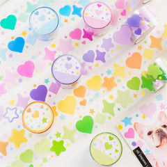 6pcs Candy Heart Star Waterproof Tapes DIY Crafts Gift Wrapping Scrapbooking