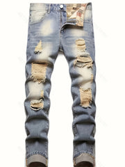 Men's Ripped Jeans Casual Street Style Distressed Denim Pants