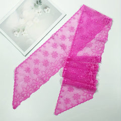 Flower Lace Triangle Scarf Neckerchief Long Ribbon Skinny Scarf