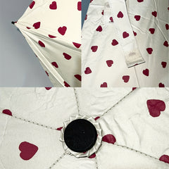 Portable Heart Print Folding Manual Umbrella Mini Parasol Rain Or Shine