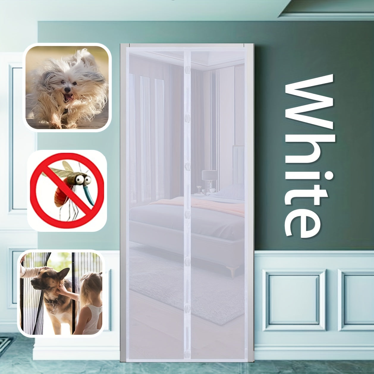 Magnetic Screen Door Fits Up To 86 Doors, Hands-Free Pet Friendly Door Screen