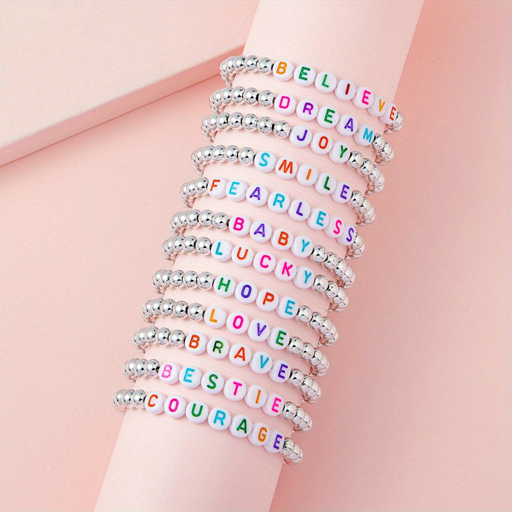 12pcs Encouraging Beaded Bracelets for Girls - Kids Accessories