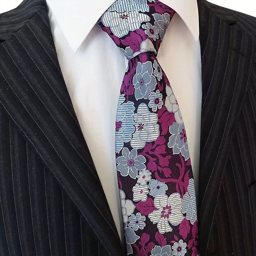 Men's Rose Flower Jacquard Woven Business Tie