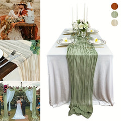 Organza Long Table Banquet Tablecloth Pleated Tulle Tablecloth