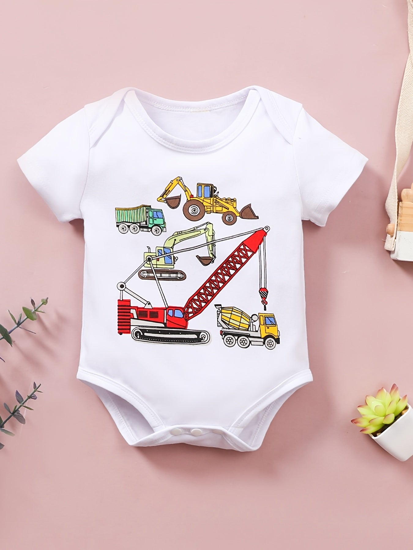 Cotton Car Graphic Short Sleeve Romper for Baby