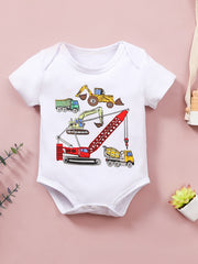 Cotton Car Graphic Short Sleeve Romper for Baby
