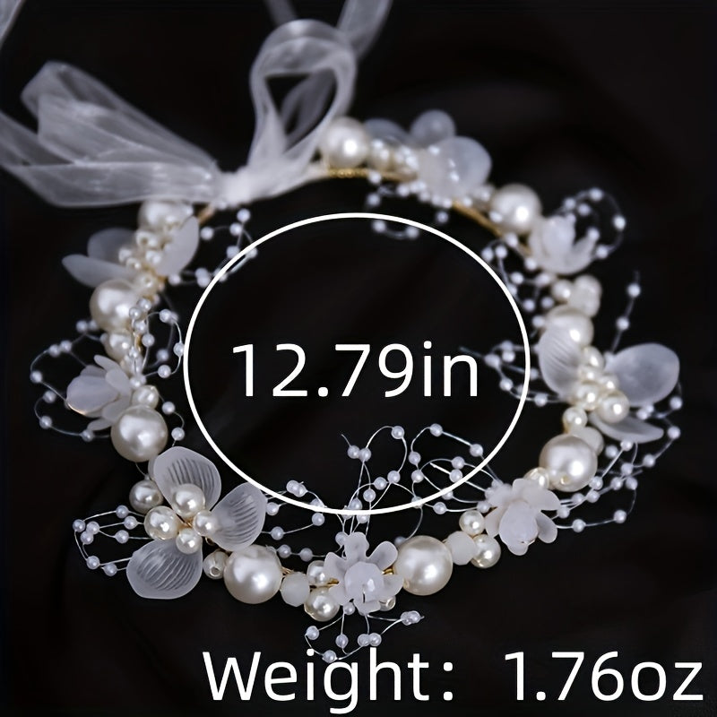 Faux Pearl Flower Headband Bridal Headdress Wedding Crown Wreath