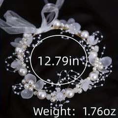 Faux Pearl Flower Headband Bridal Headdress Wedding Crown Wreath