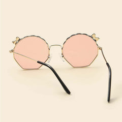 Kids Vintage Bow Shell Shape Sunglasses With Case
