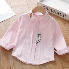 Girls Bunny & Carrot Pattern Shirt Long Sleeve Tops