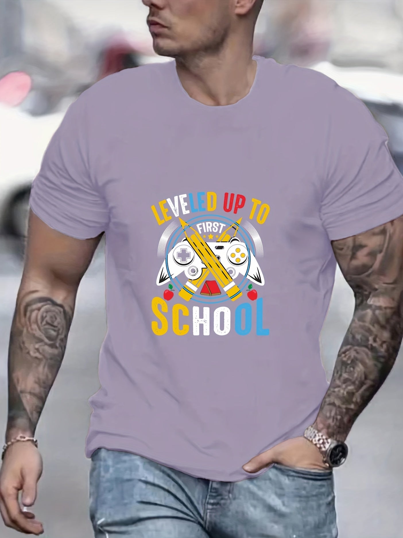 Men's Graphic Crew Neck Active T-shirt for Summer