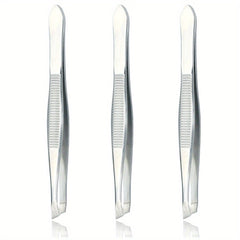 6pcs Stainless Steel Flat Tip Tweezers For Women Eyebrow Tweezers