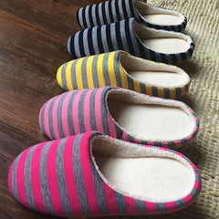 Women's Stripe Slippers Keep Warm Lightweight Comfortable Non Slip