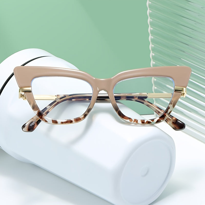Cat Eye Light Blocking Glasses For Women - Anti Eyestrain Clear Glasses