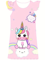 Girl's Rainbow & Pony Princess Dress for Summer Party