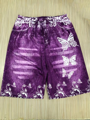 Denim & Butterfly Print Skinny Capris Leggings for Women