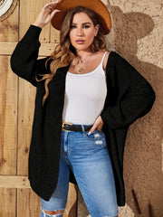 Solid Knit Open Front Cardigan Long Sleeve Sweater