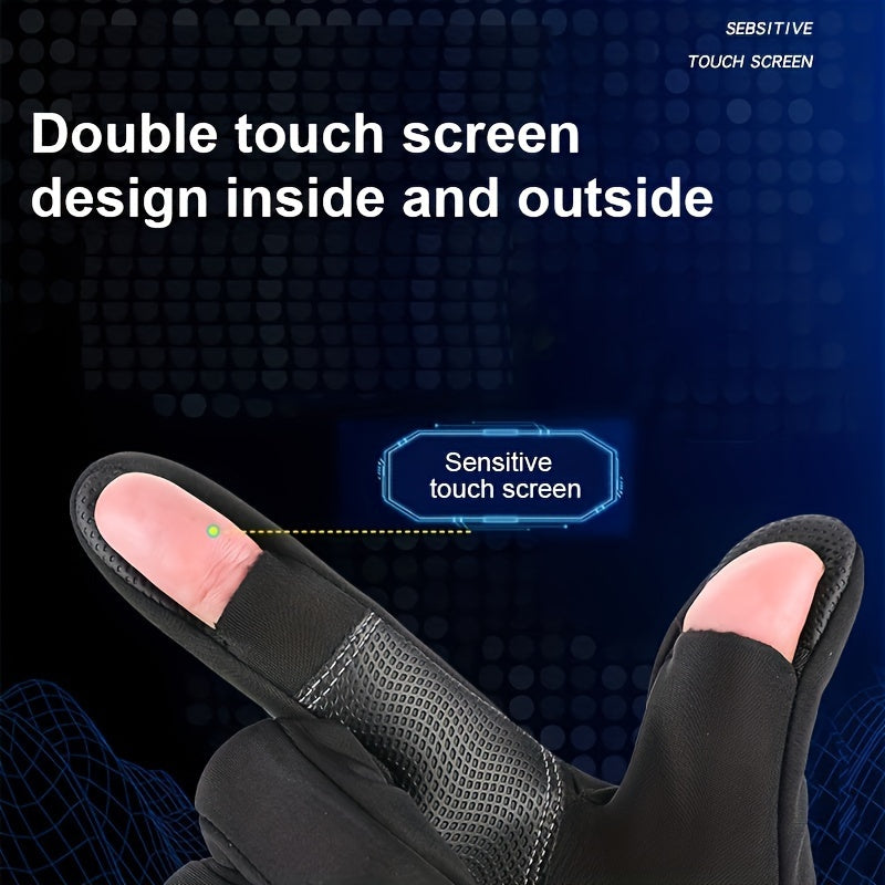Men's Winter Cycling Gloves Waterproof Touch Screen Warm Sports Fishing