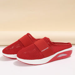 Women's Mesh Flat Shoes Slip On Breathable Casual Half Slippers