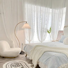 Romantic Lace Sheer Curtain Rod Pocket for Home Decor