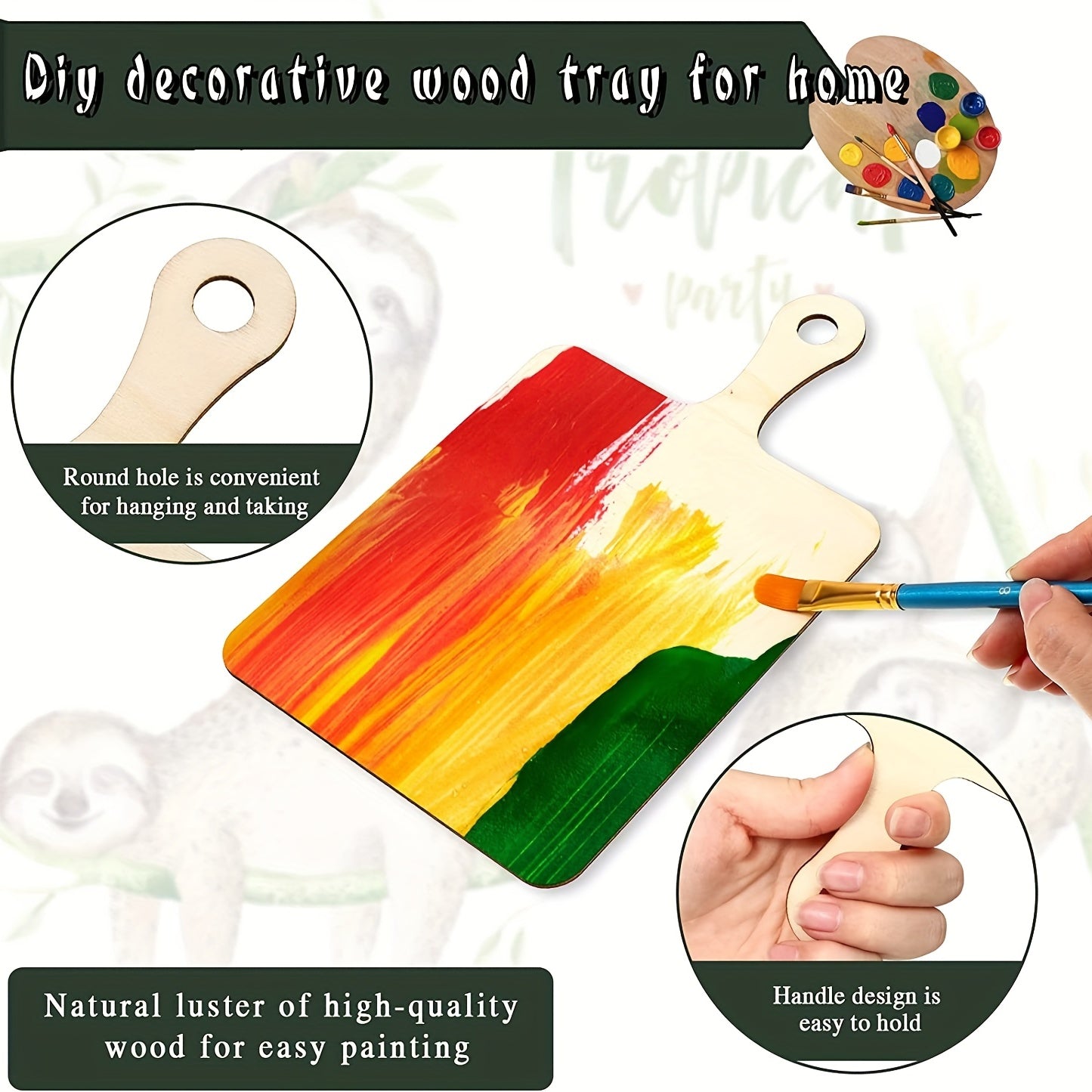 6pcs Mini Wooden Cutting Board Handle Paddle Small Kitchen Serving Board