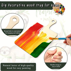 6pcs Mini Wooden Cutting Board Handle Paddle Small Kitchen Serving Board