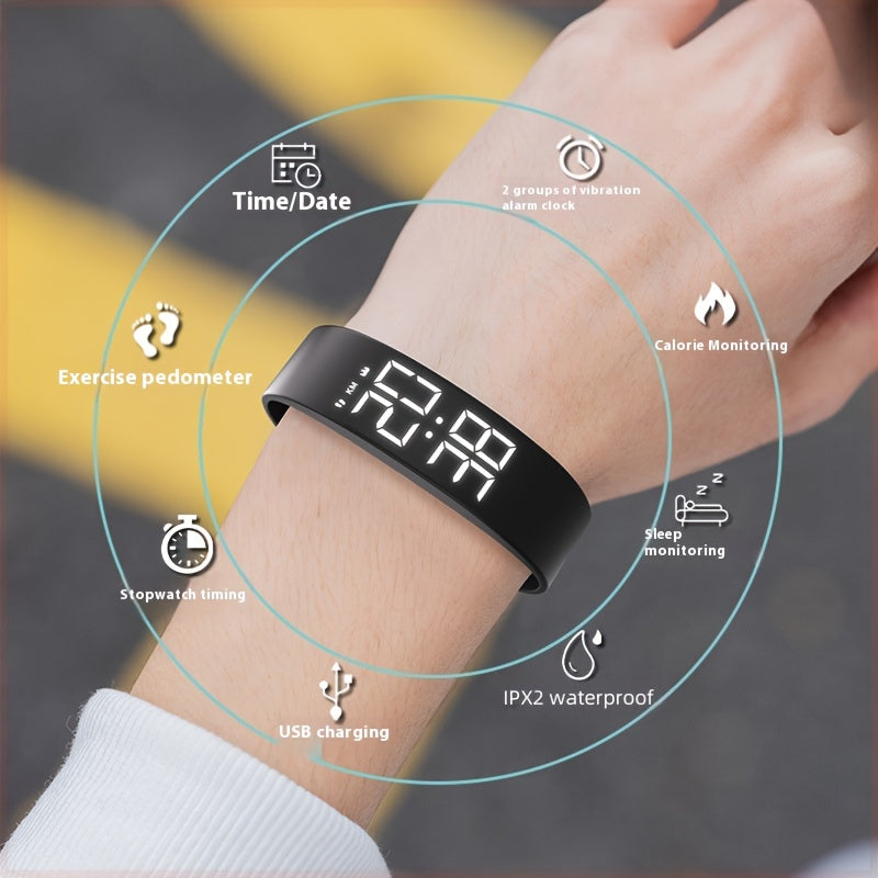 Multifunctional Sports Watch Soft Silicone Strap Lightweight Vibration Alarm Uni
