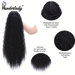 Water Wave Ponytail Hair Extensions 55 88cm Rubber Band Clip In Draws