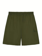 Boston Letter Print Men's Cargo Shorts Lightweight Drawstring Work Pants