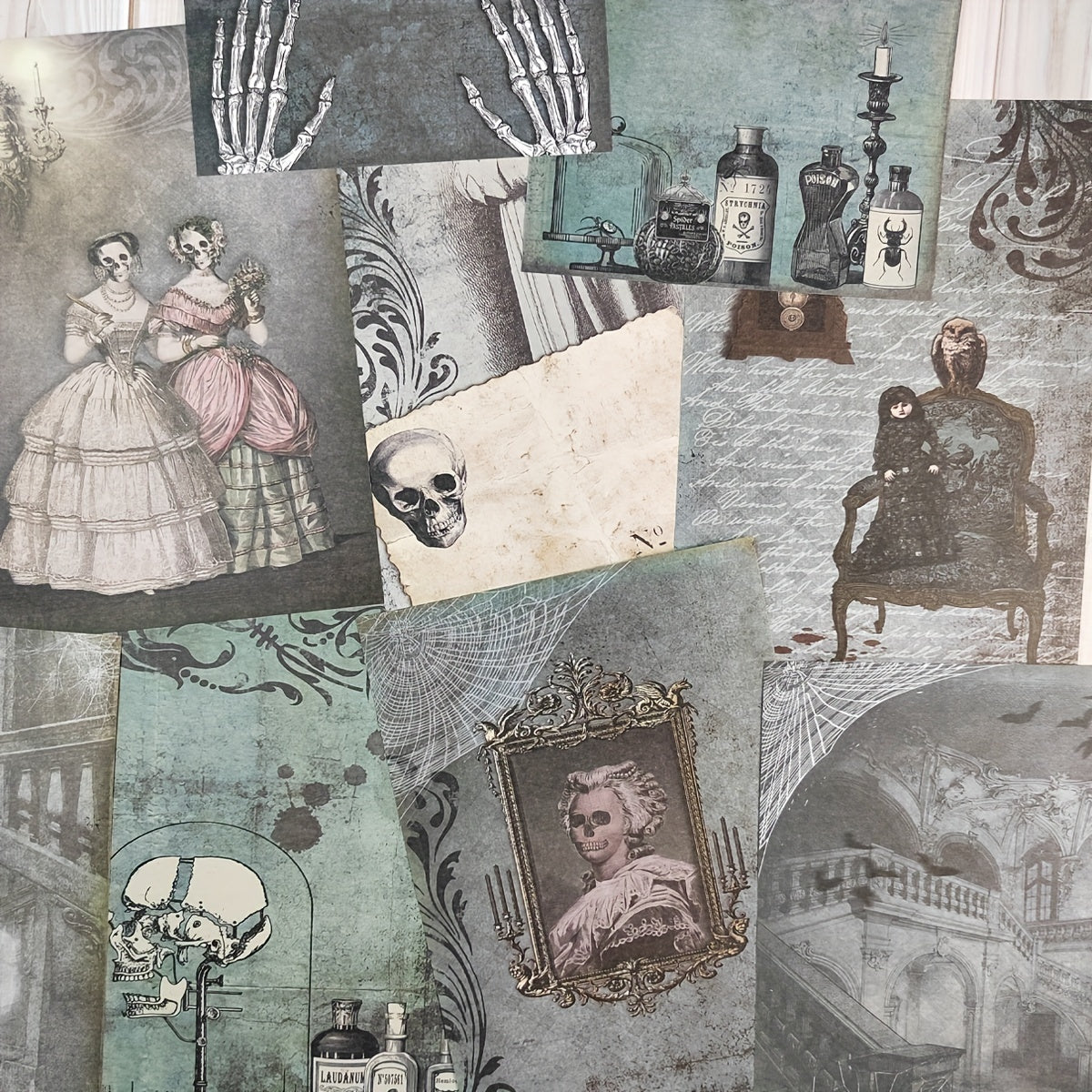 12pcs Vintage Halloween Scary Ghost Scrapbook Papers, Card Making DIY Crafts
