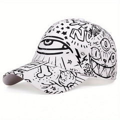 Eye Cartoon Graffiti Baseball Cap Solid Casual Adjustable Sun Hat