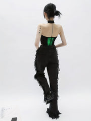 Y2K Halter Neck Graphic Print Top