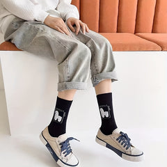 3 Pairs Alpaca Print Socks Mid Tube Women's Stockings