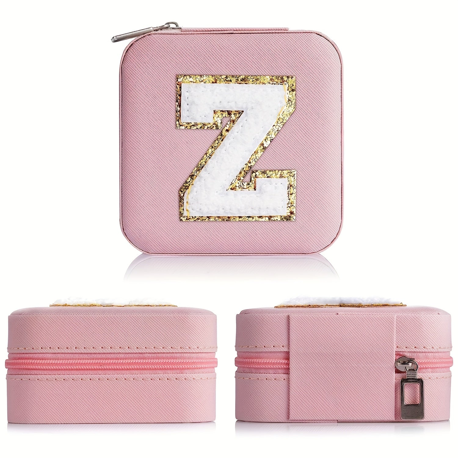 Personalized Initial Jewelry Organizer Travel Case Mirror Box for Teen Girls