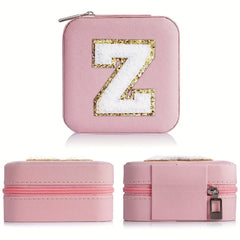 Personalized Initial Jewelry Organizer Travel Case Mirror Box for Teen Girls