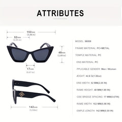 Cat Eye Sunglasses Small Frame Men Women Glasses Case